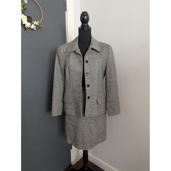 Vintage 90's Talbots Gray Wool Blend Pencil Skirt - 4 Made in Hong Kong - Picture 4 of 9